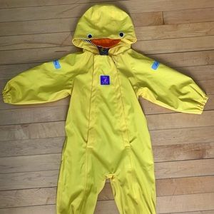 Jojo Maman Bebe waterproof rain suit coverall 12-18 months. Cute yellow duck